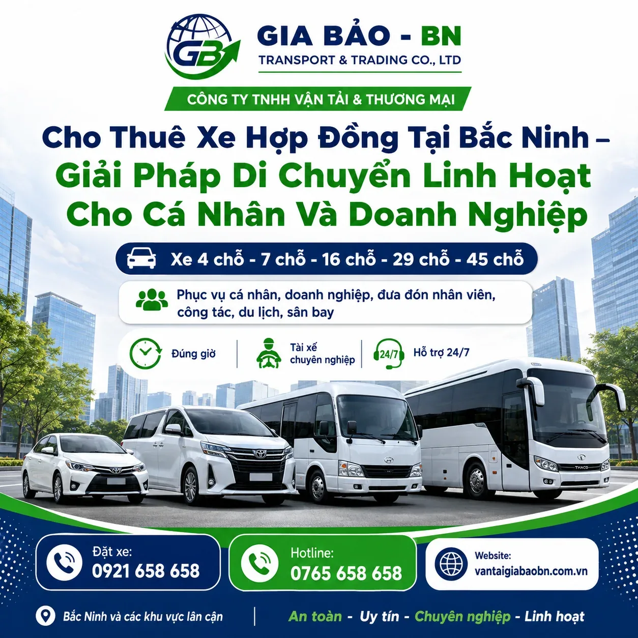 Cho Thuê Xe Hợp Đồng Tại Bắc Ninh – Xe 4 Đến 45 Chỗ