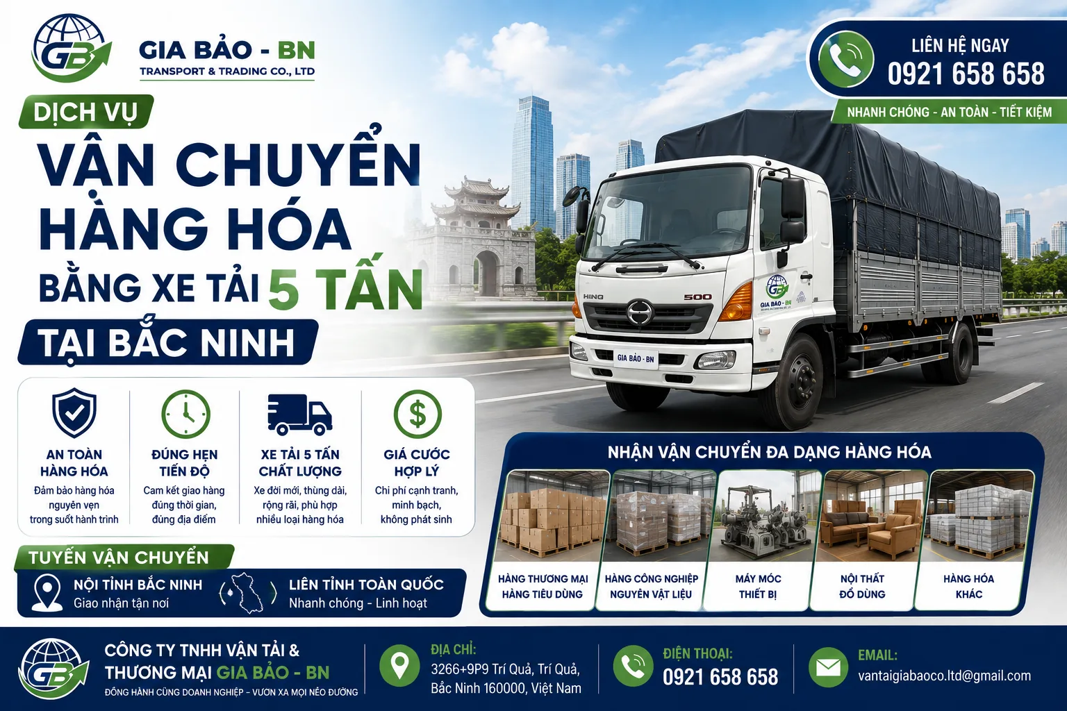 Dịch Vụ Vận Chuyển Hàng Hóa Bằng Xe Tải 5 Tấn Tại Bắc Ninh